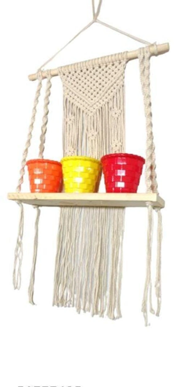 Single Macrame Diy WallHanging Shelf Plant And Showpiece  - Free Size, Indoor, Pack of1